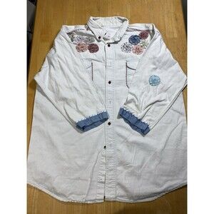 VTG Handmade Patchwork Quilt Floral Button Shirt Cottage DIY Size XL 24pit2pit